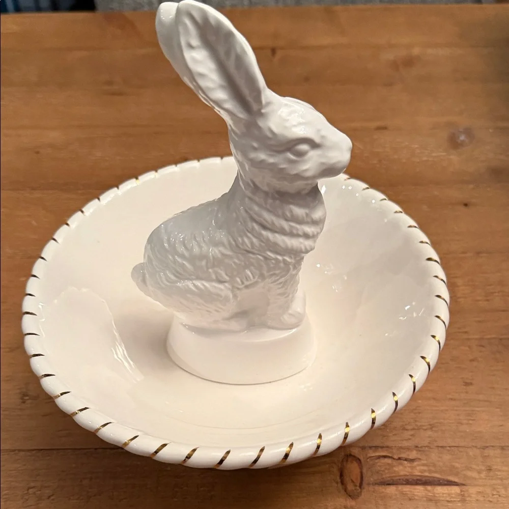MacKenzie-Childs Black and White Checkered Rabbit Bowl - Picture 2 of 3